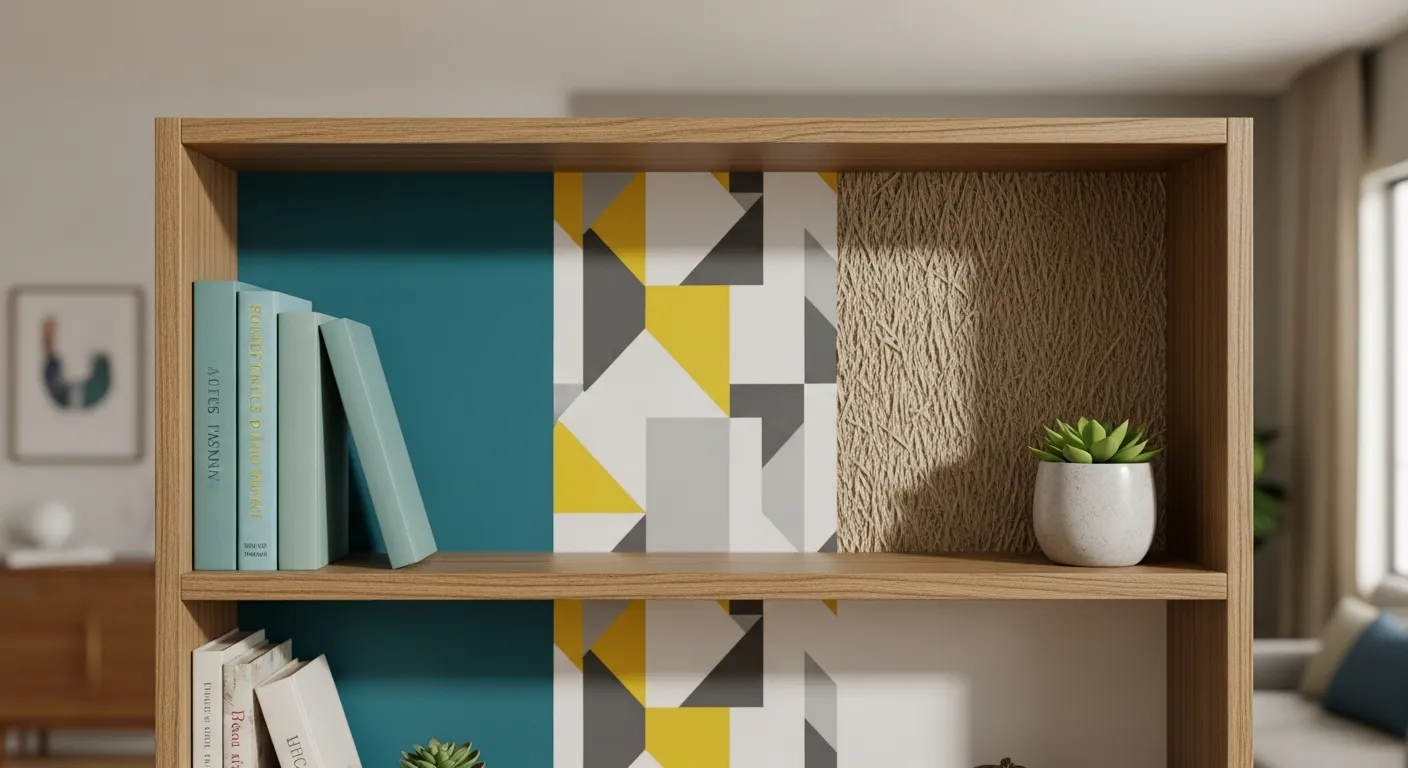 The Back Panel of the Shelf is Vibrant, Showcasing Three Distinct Design Options Side-by-side