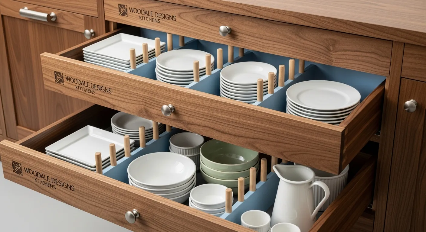 Three Open Pull Out Custom Storage Kitchen Drawers