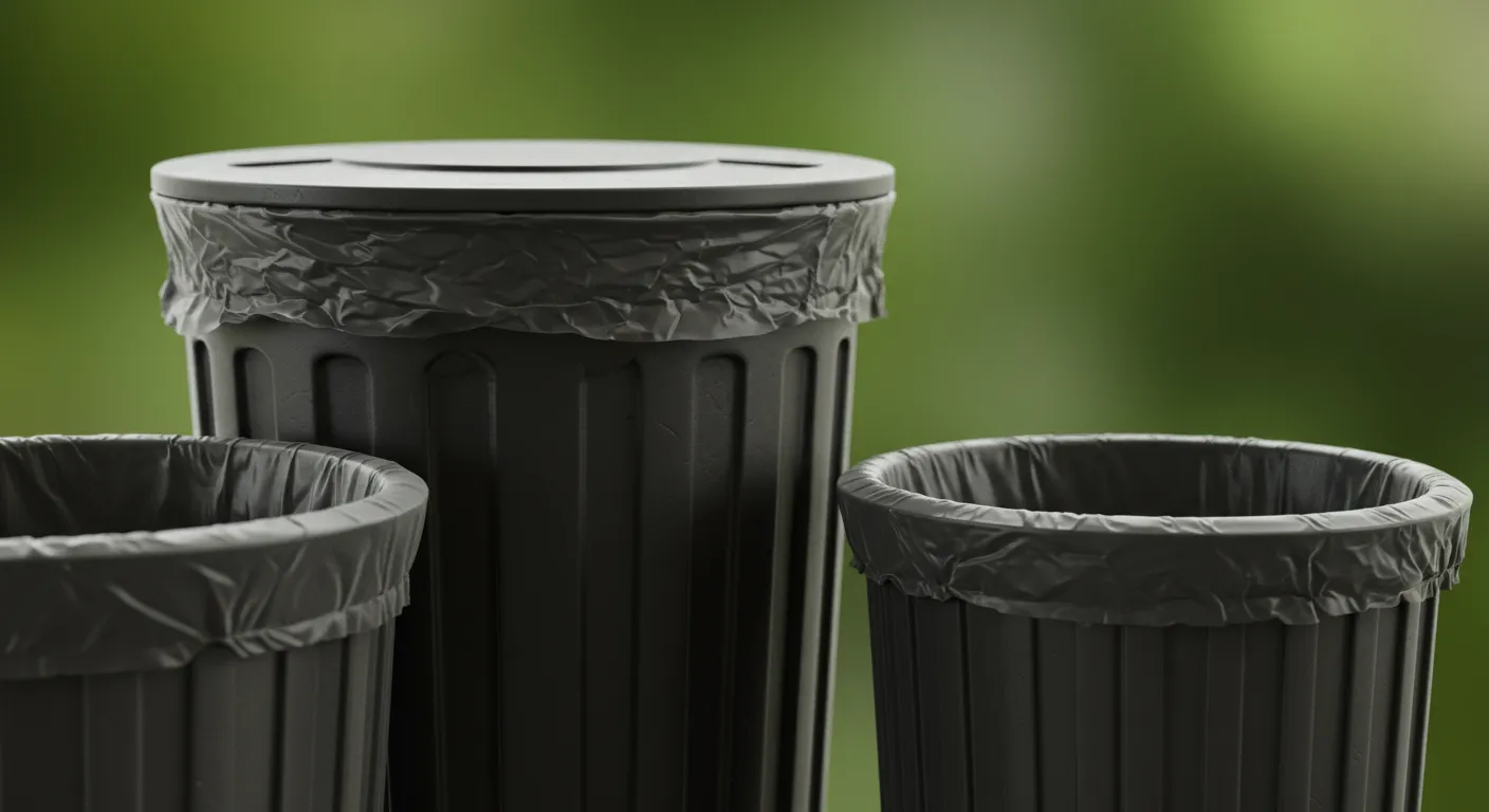 Three Trash Cans of Different Sizes With Liners Three Trash Cans of Different Sizes With Liners