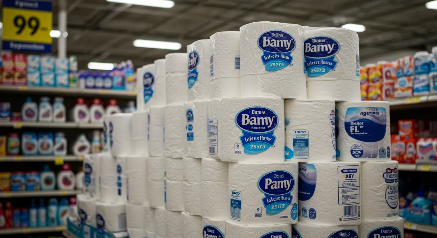 Toilet Paper Rolls Stacked on Walmart Shelves Toilet Paper Rolls Stacked on Walmart Shelves