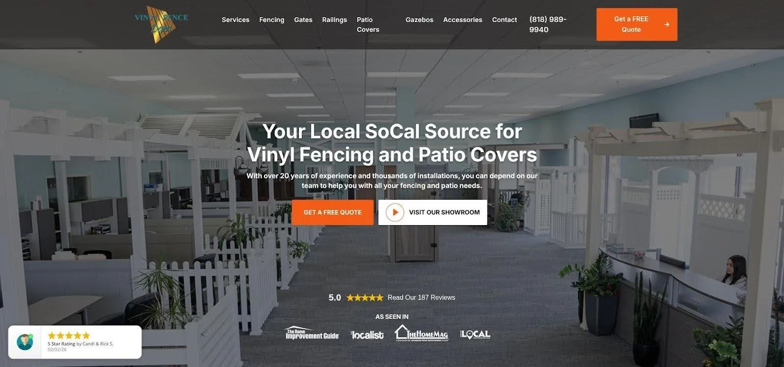 Vinyl Fence Depot official website homepage screenshot