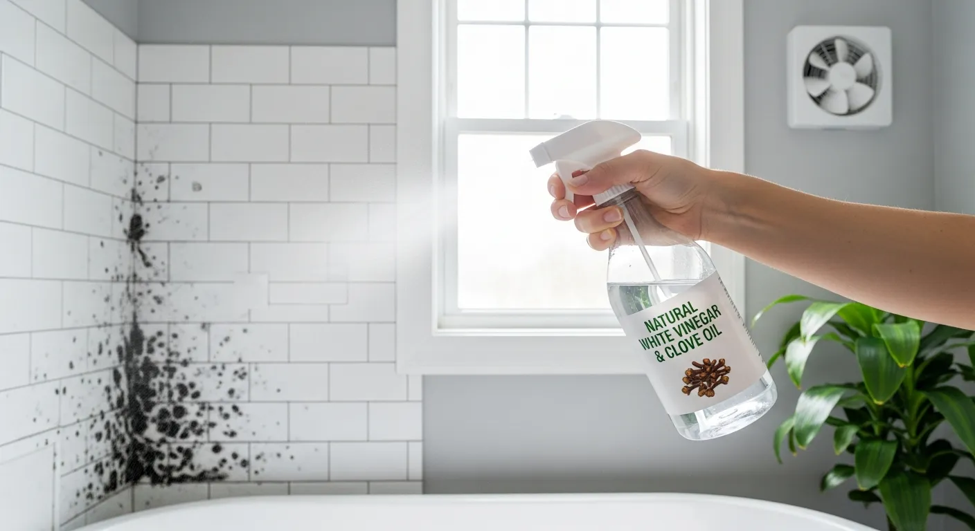 This Mist is Targeting a Section of a Sparkling Mold Tile Shower Wall