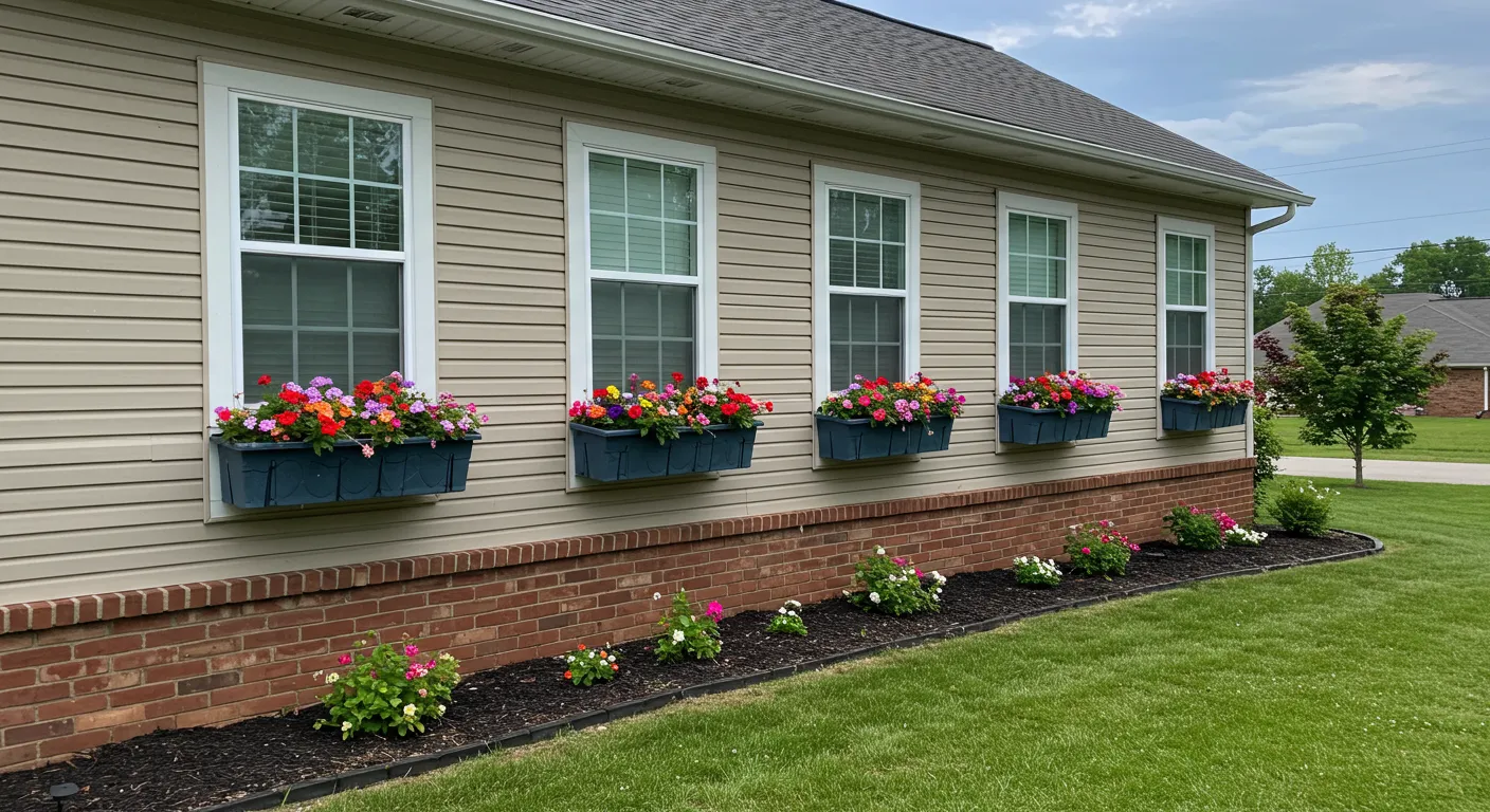 Window Boxes Overflowing With Colorful Flowers Window Boxes Overflowing With Colorful Flowers