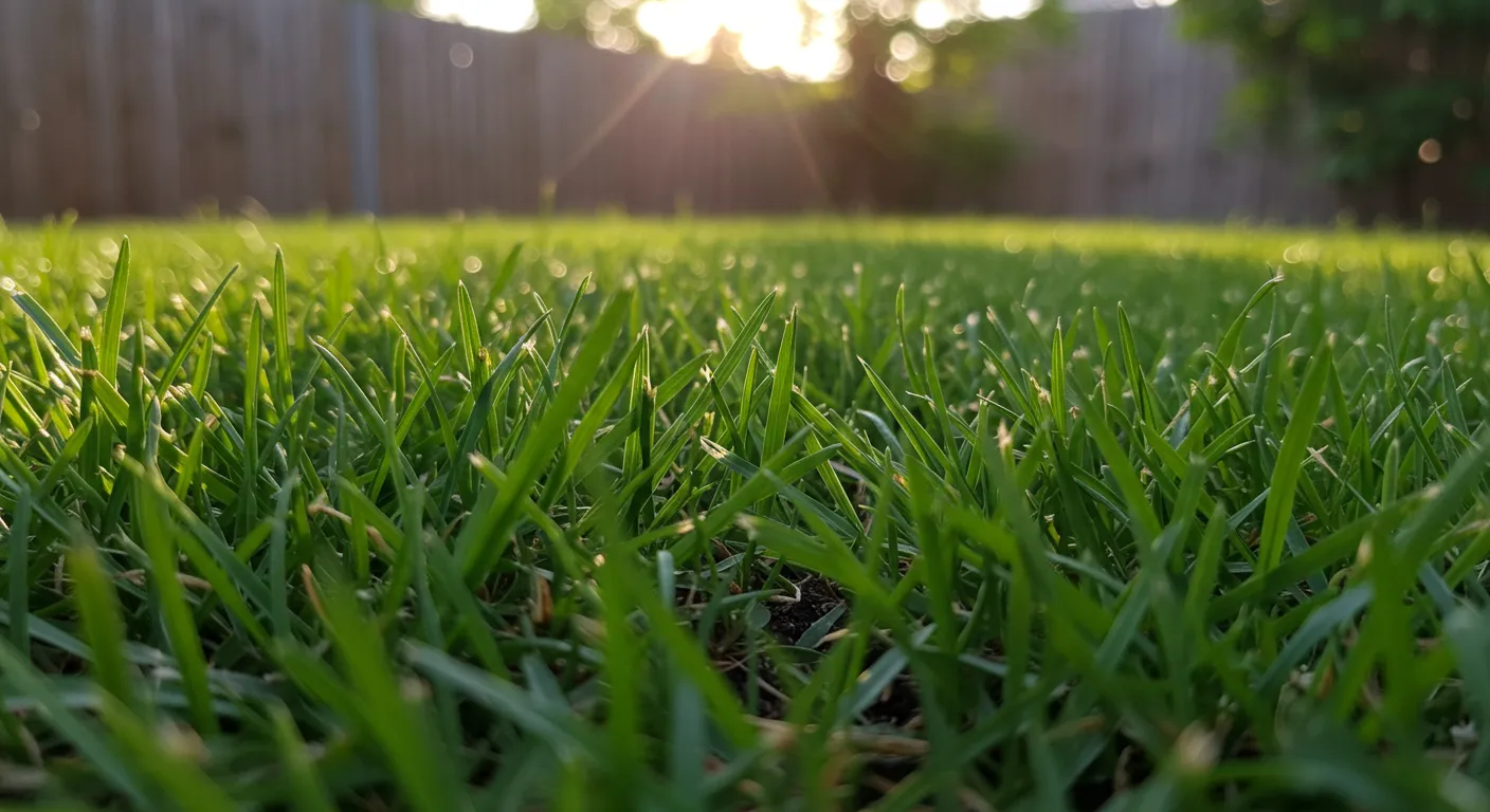 Zoysia Grass in a Medium-Shaded Suburban Lawn Zoysia Grass in a Medium-Shaded Suburban Lawn