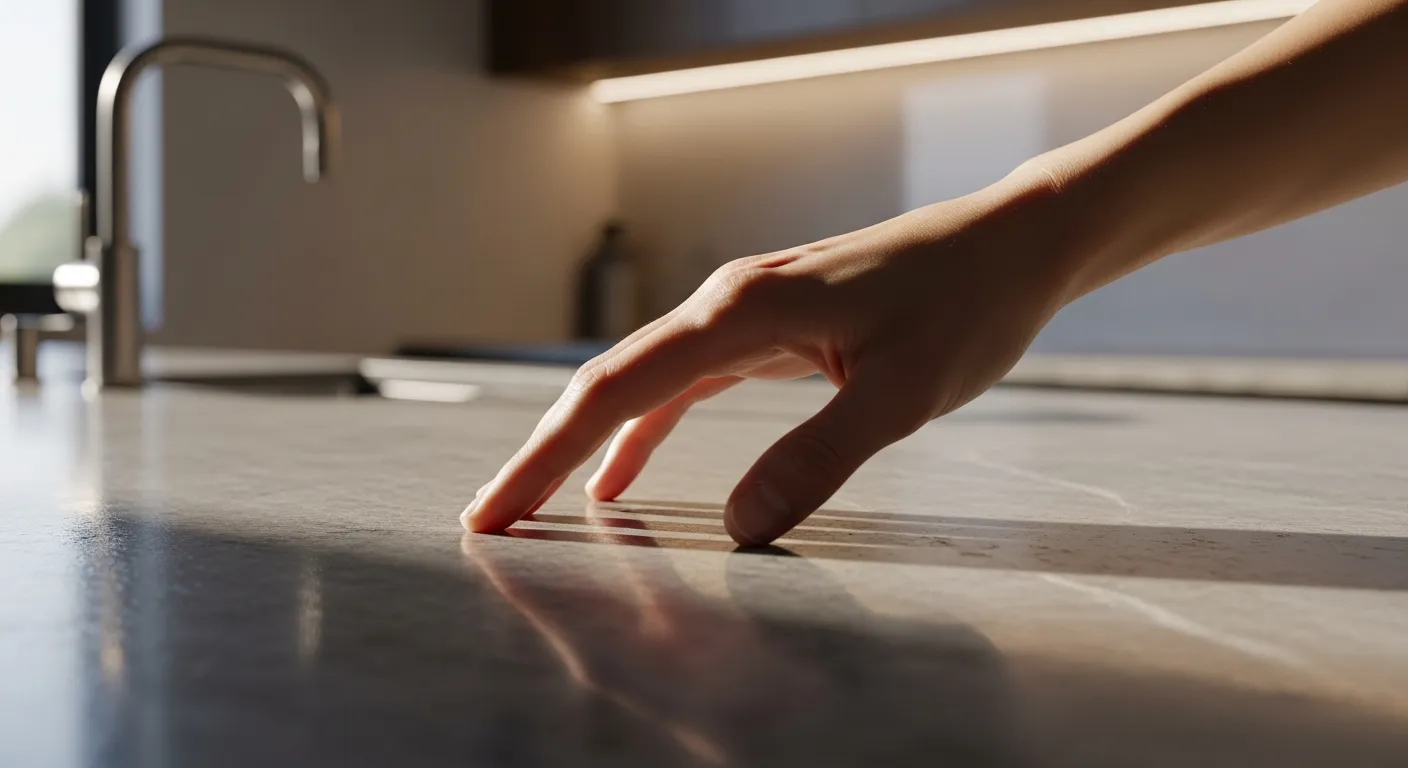 a women touching the countertop