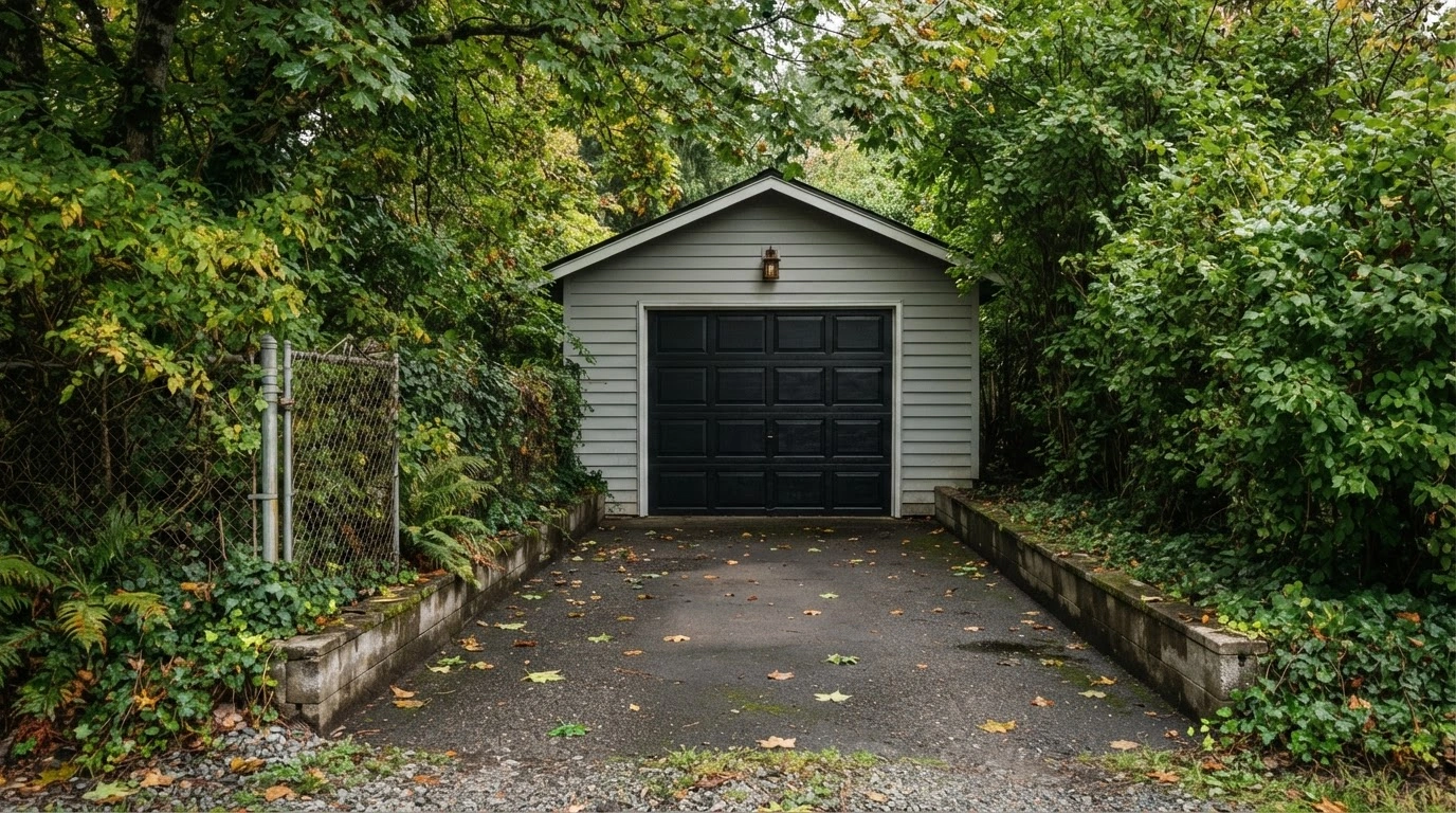 gray wooden house near green trees during daytime