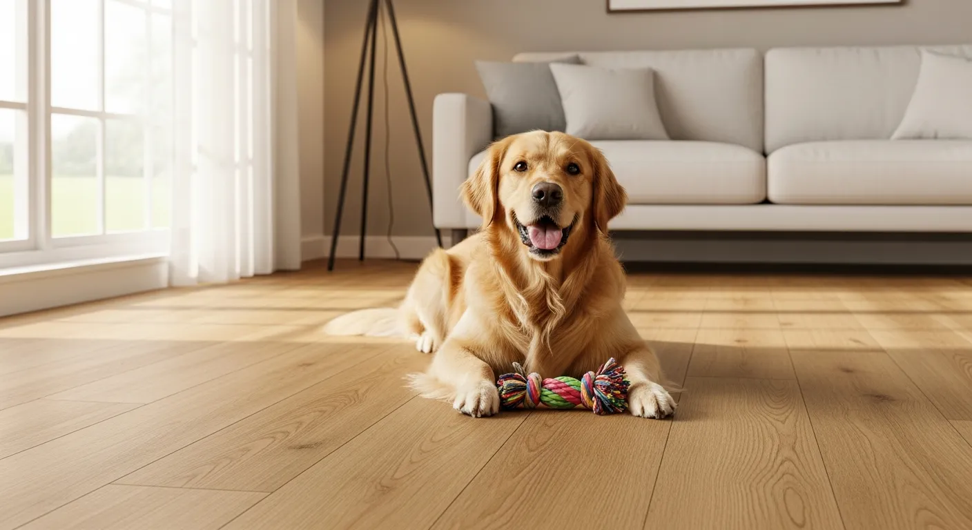 A dog sitting on the floor