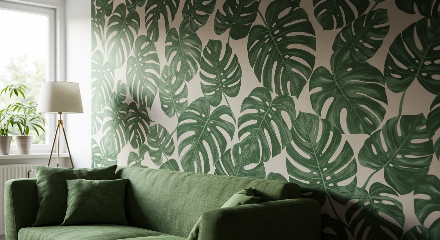 Accent Wall Wallpaper in Tropical Monstera Designs