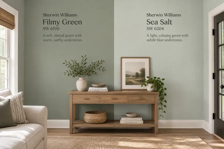 Sherwin Williams Filmy Green vs Sea Salt