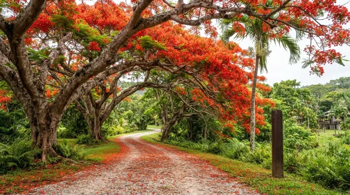 Tree With Orange Flowers in Spring