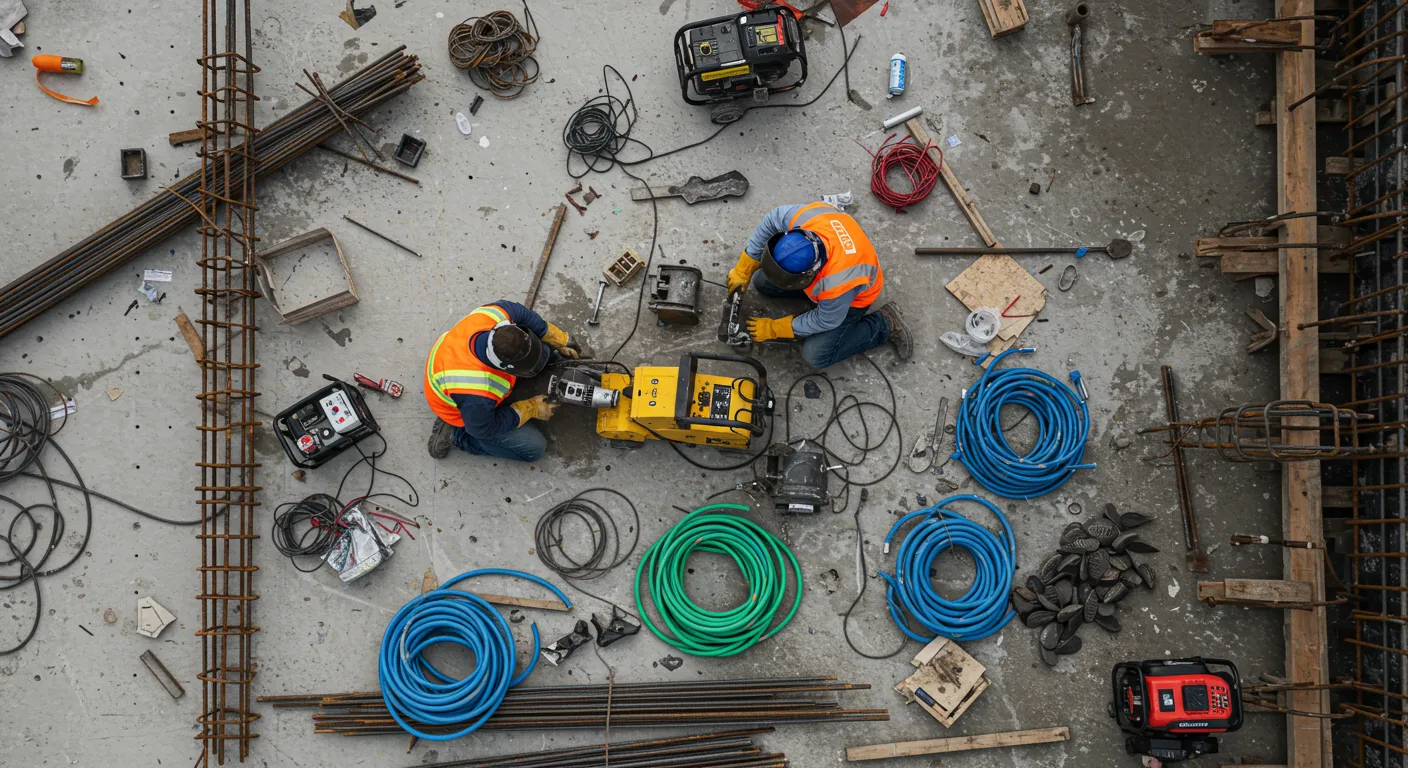 Construction workers working on a site