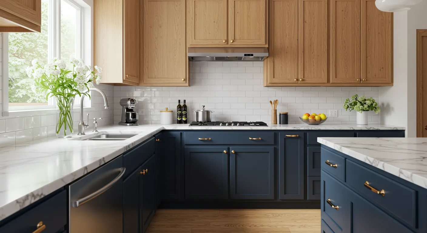 Busy Two tone kitchen cabinets