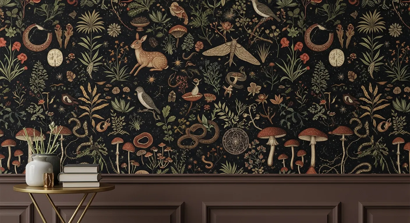 A Luxurious Dark Academia Interior Wall Section